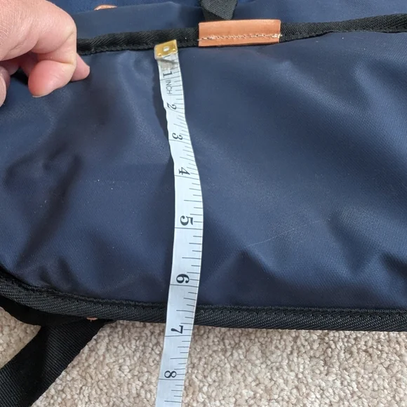 Harvest Label Navy Blue Black Leather Detail Fold over Backpack Travel Bag